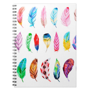 Beautiful Watercolor Feather Collection Notebook