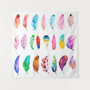 Beautiful Watercolor Feather Collection Tapestry