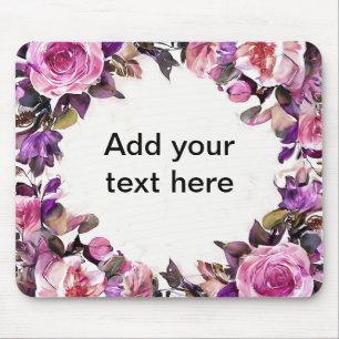 Beautiful Watercolor Floral Border Mouse Pad