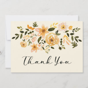 Beautiful watercolor floral design thank you card