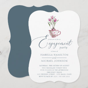 Beautiful Watercolor Floral Engagement Party Invitation