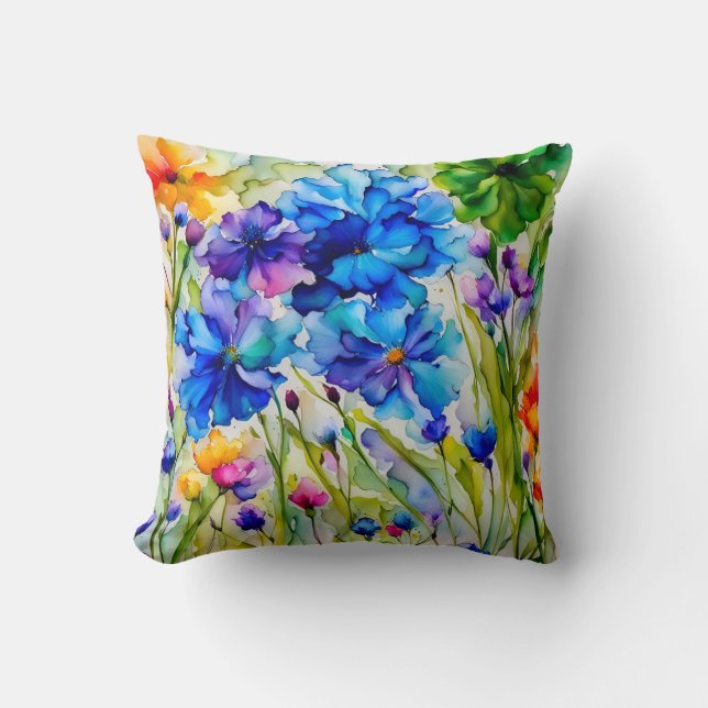 Beautiful watercolor. Floral garden Cushion (Front)