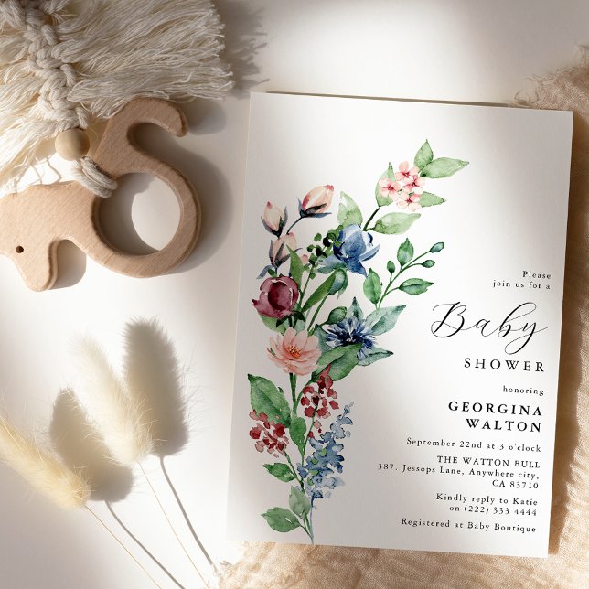Beautiful Watercolor Floral & Greenery Baby Shower Invitation (Creator Uploaded)