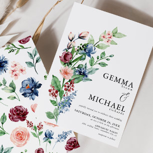 Beautiful Watercolor Floral & Greenery Wedding Invitation