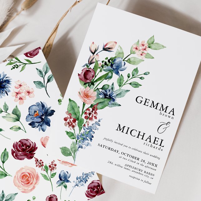 Beautiful Watercolor Floral & Greenery Wedding Invitation (Creator Uploaded)