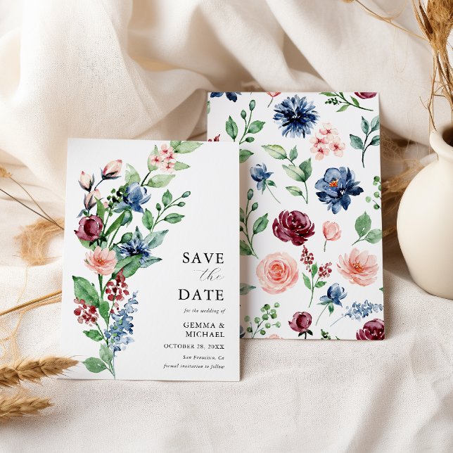 Beautiful Watercolor Floral & Greenery Wedding Save The Date (Creator Uploaded)