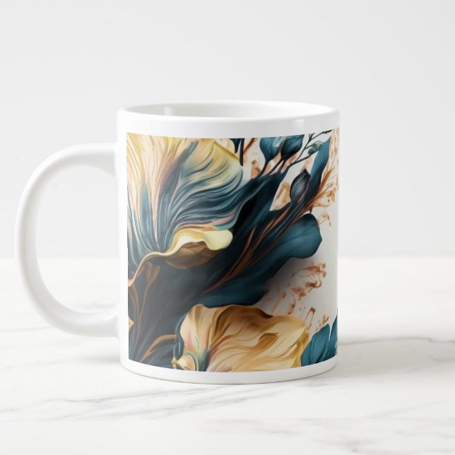 Beautiful watercolor floral large coffee mug (Left)