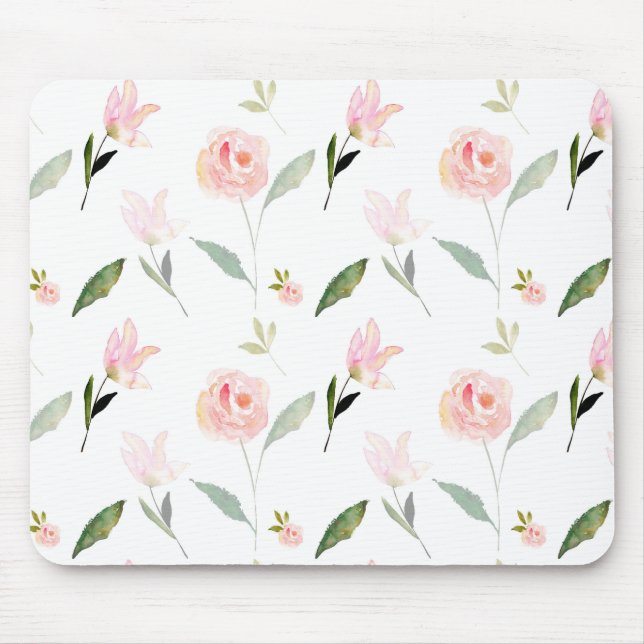 Beautiful Watercolor Floral Mouse Pad (Front)