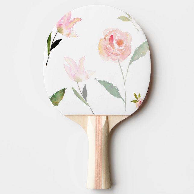 Beautiful Watercolor Floral Ping Pong Paddle (Front)