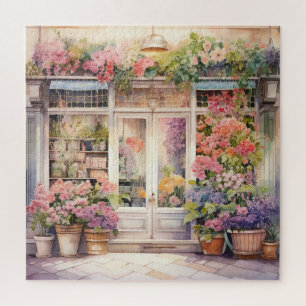 Beautiful Watercolor Floral Storefront Jigsaw Puzzle
