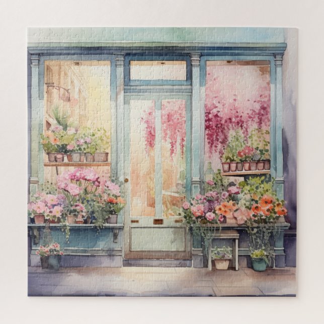 Beautiful Watercolor Floral Storefront Jigsaw Puzzle (Vertical)