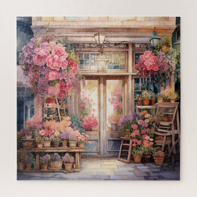 Beautiful Watercolor Floral Storefront Jigsaw Puzzle (Vertical)