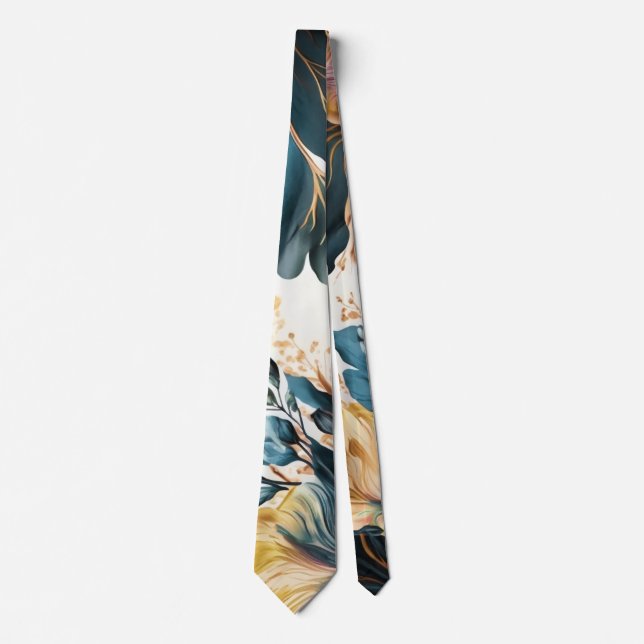 Beautiful watercolor floral tie (Front)
