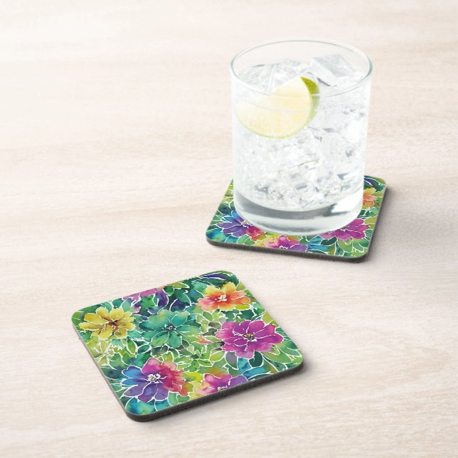 Beautiful Watercolor Flower Pattern Coaster (Right Side)