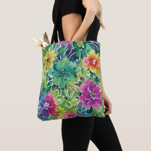 Beautiful Watercolor Flower Pattern Tote Bag