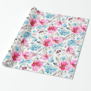 Beautiful watercolor flower pattern wrapping paper