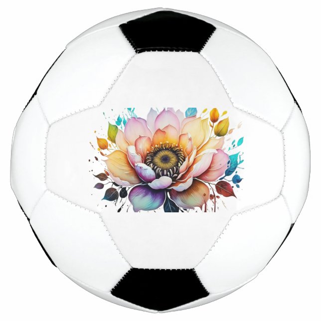 Beautiful Watercolor Flower Soccer Ball (Front)