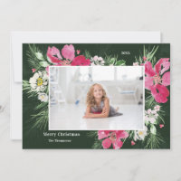 Beautiful Watercolor flower wreath green Christmas