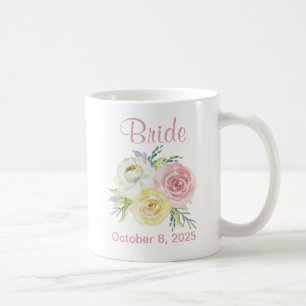 Beautiful Watercolor Flowers Bride to Be Coffee Mug