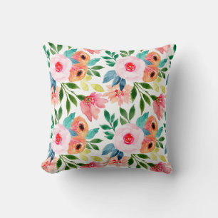 Beautiful watercolor flowers cushion