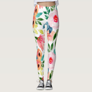 Beautiful watercolor flowers leggings
