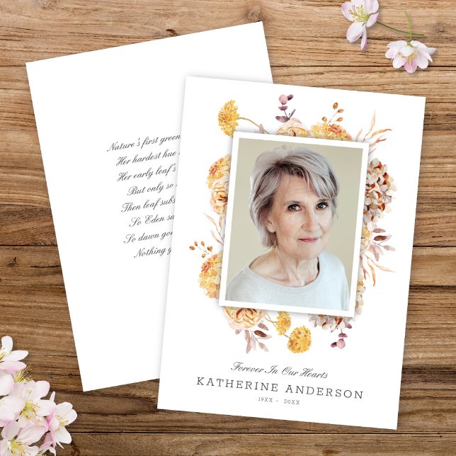 Beautiful Watercolor Flowers Memorial Photo Card  (Creator Uploaded)