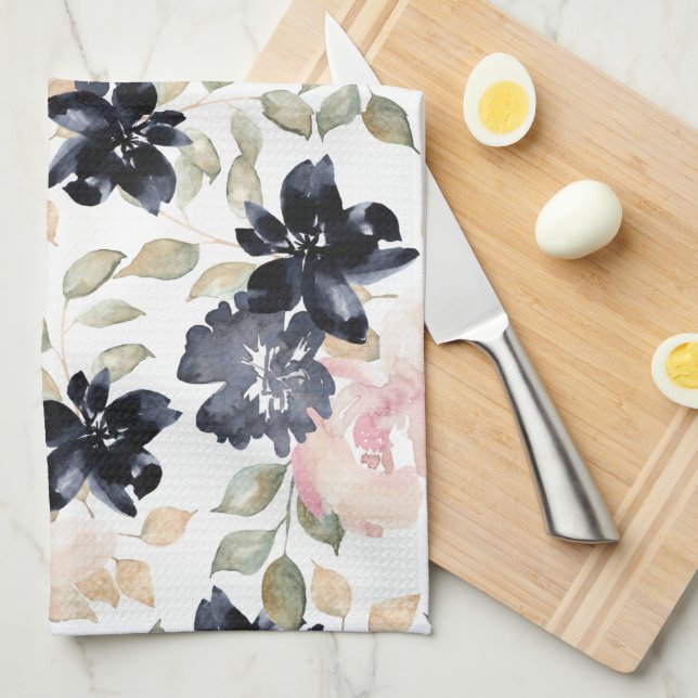 beautiful watercolor flowers original tea towel (Quarter Fold)