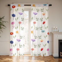 Beautiful Watercolor flowers Sheer Curtains