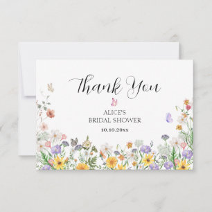 Beautiful watercolor flowers thank you card