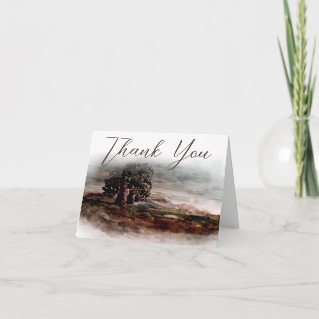 Beautiful Watercolor Forest Trees Thank You Card (Front)