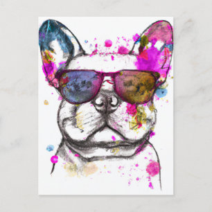 Beautiful Watercolor French Bulldog Postcard