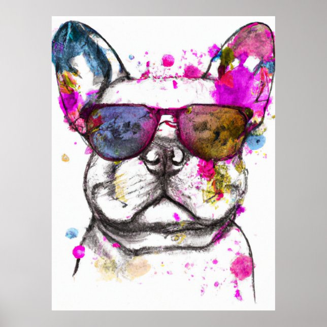 Beautiful Watercolor French Bulldog Poster (Front)