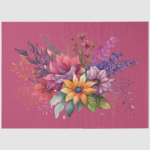 Beautiful Watercolor Garden Flowers Decoupage Tissue Paper