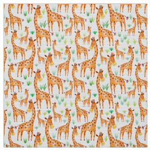 Beautiful Watercolor Giraffe Animal Kids Fabric
