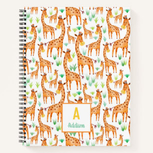 Beautiful Watercolor Giraffe Animal Personalised Notebook