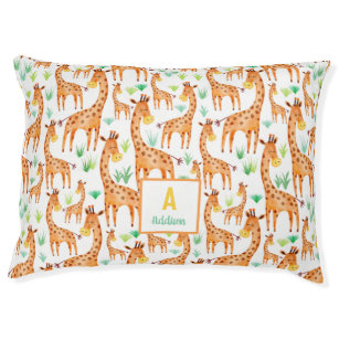 Beautiful Watercolor Giraffe Animal Personalised Pet Bed