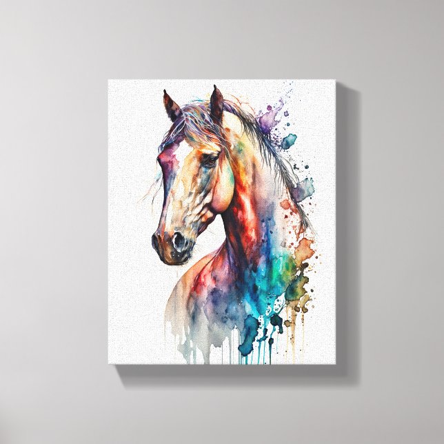 Beautiful Watercolor Horse Wrapped Canvas (Front)