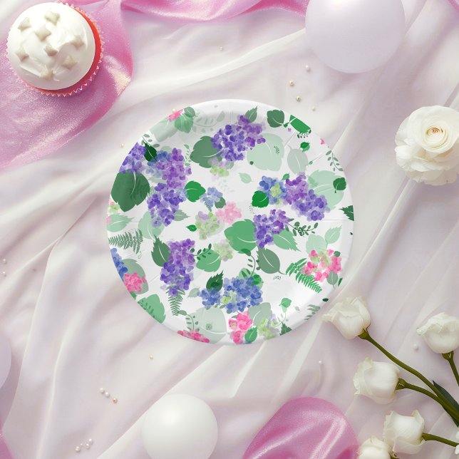 Beautiful Watercolor Hydrangea Mix Paper Plate (Creator Uploaded)