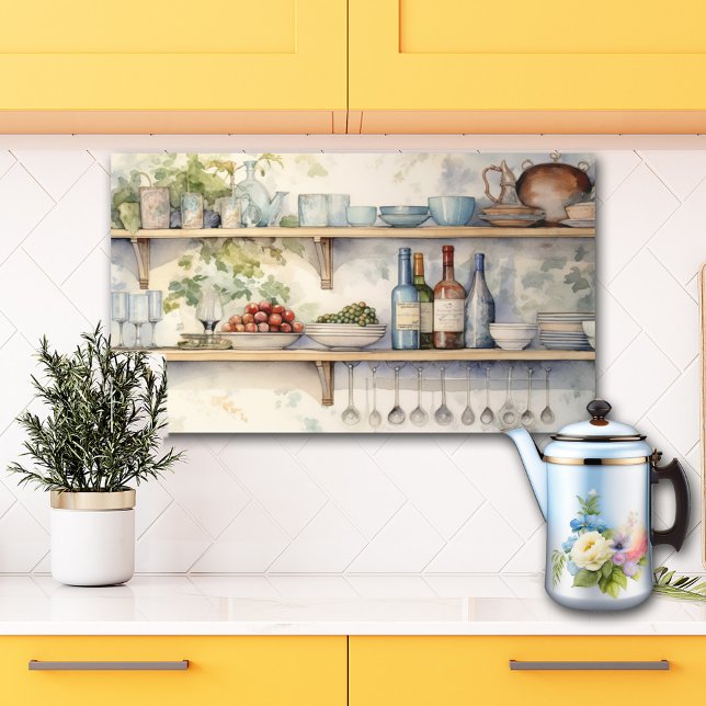 Beautiful Watercolor Kitchen Shelves Dishes Bottle Poster (Creator Uploaded)