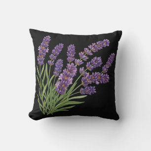 Beautiful watercolor lavender flower design cushion