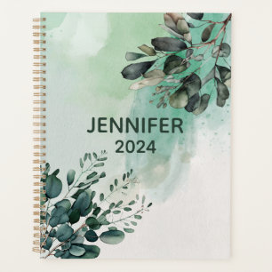 Beautiful watercolor leaves design planner