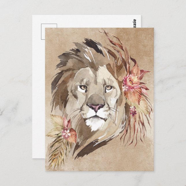 Beautiful Watercolor Lion Postcard (Front/Back)