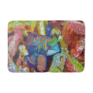 Beautiful Watercolor Mandarinfish Design  Bath Mat