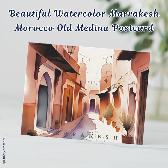 Beautiful Watercolor Marrakesh Morocco Old Medina  Postcard (Creator Uploaded)