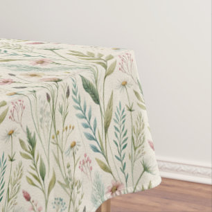 Beautiful Watercolor Meadow Wildflowers Tablecloth