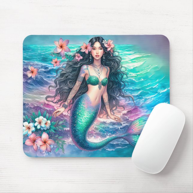 Beautiful Watercolor Mermaid Mouse Pad (With Mouse)