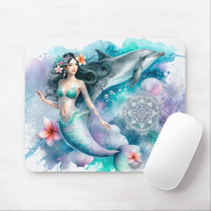 Beautiful Watercolor Mermaid Mouse Pad