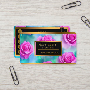 Beautiful Watercolor Modern Pink Roses Collection Business Card