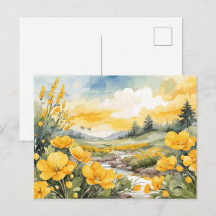 Beautiful Watercolor Nature Landscape Postcard