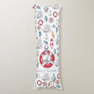 Beautiful Watercolor Nautical Boat Personalised Body Cushion